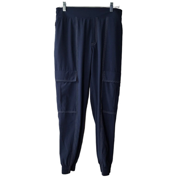 Athleta Size 4 Navy Blue Chelsea Utility Jogger Activewear Cargo Pants Pockets - Picture 2 of 15